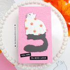 Waffle Flower Happy Haunting Cat and Cat Silhouette Die Set pink background card