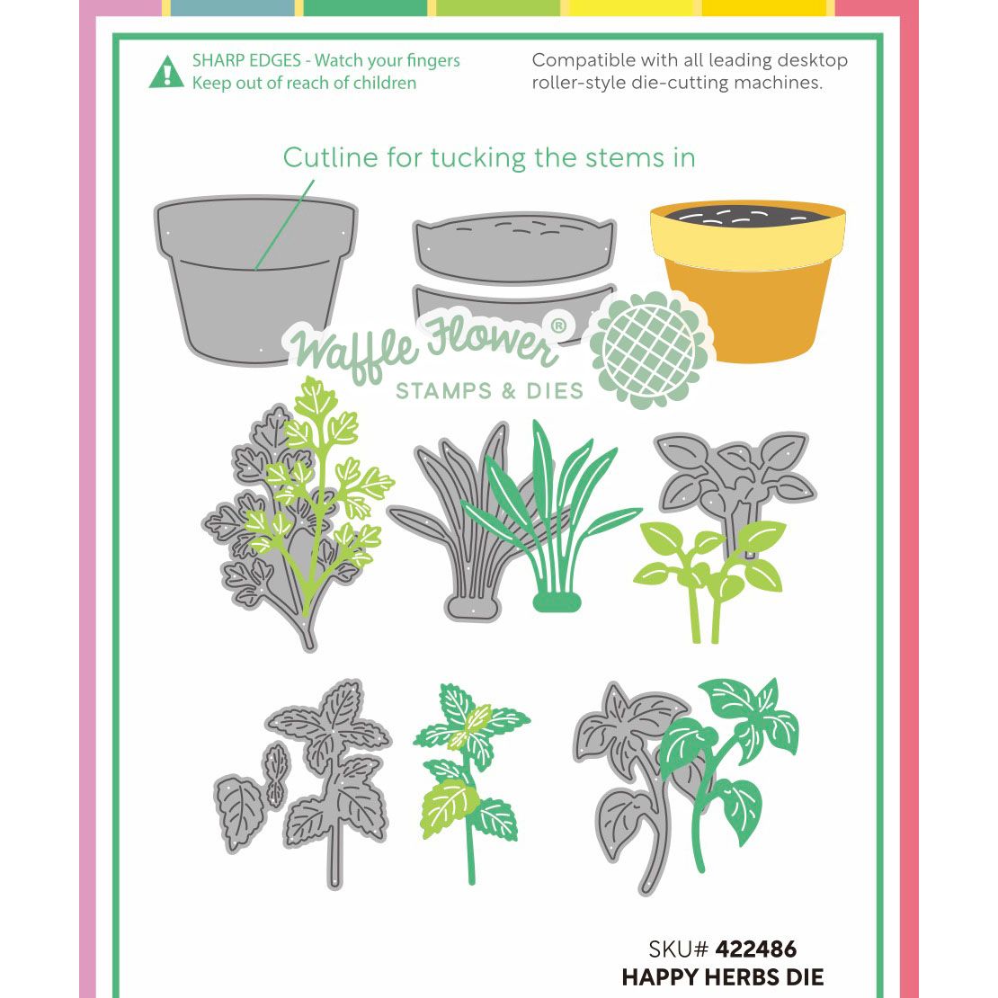 Waffle Flower Happy Herbs Dies 422486 layering guide