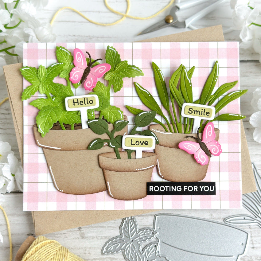 Waffle Flower Happy Herbs Dies 422486 pink butterflies