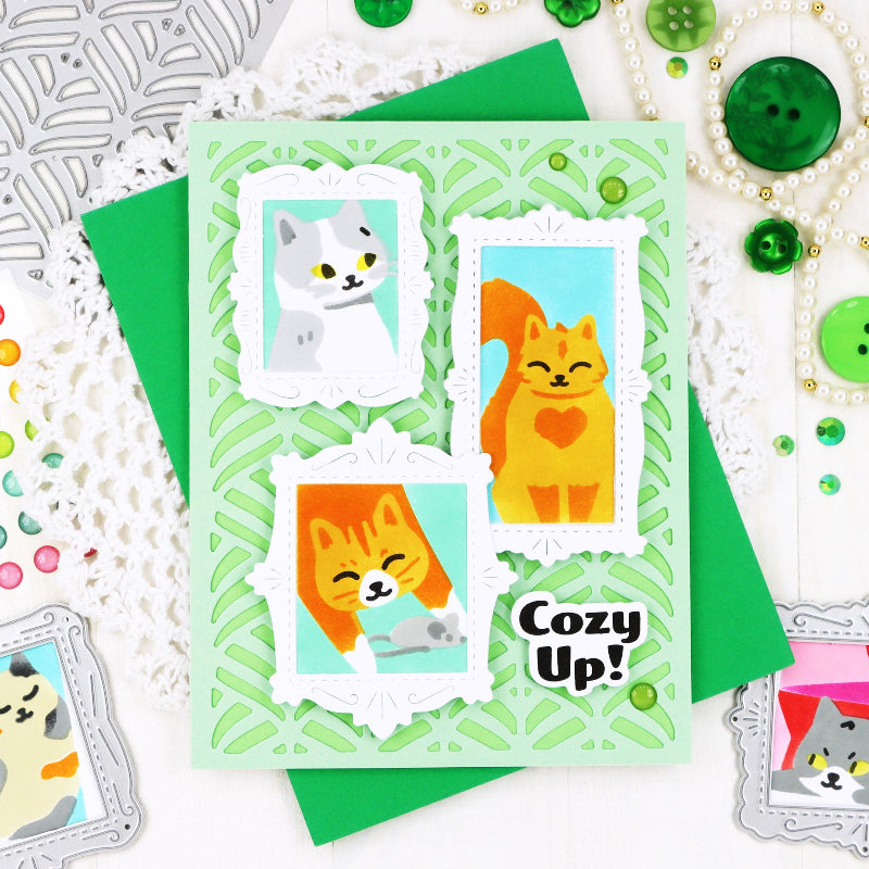 Waffle Flower Happy Leaves Panel Die 422333 cats