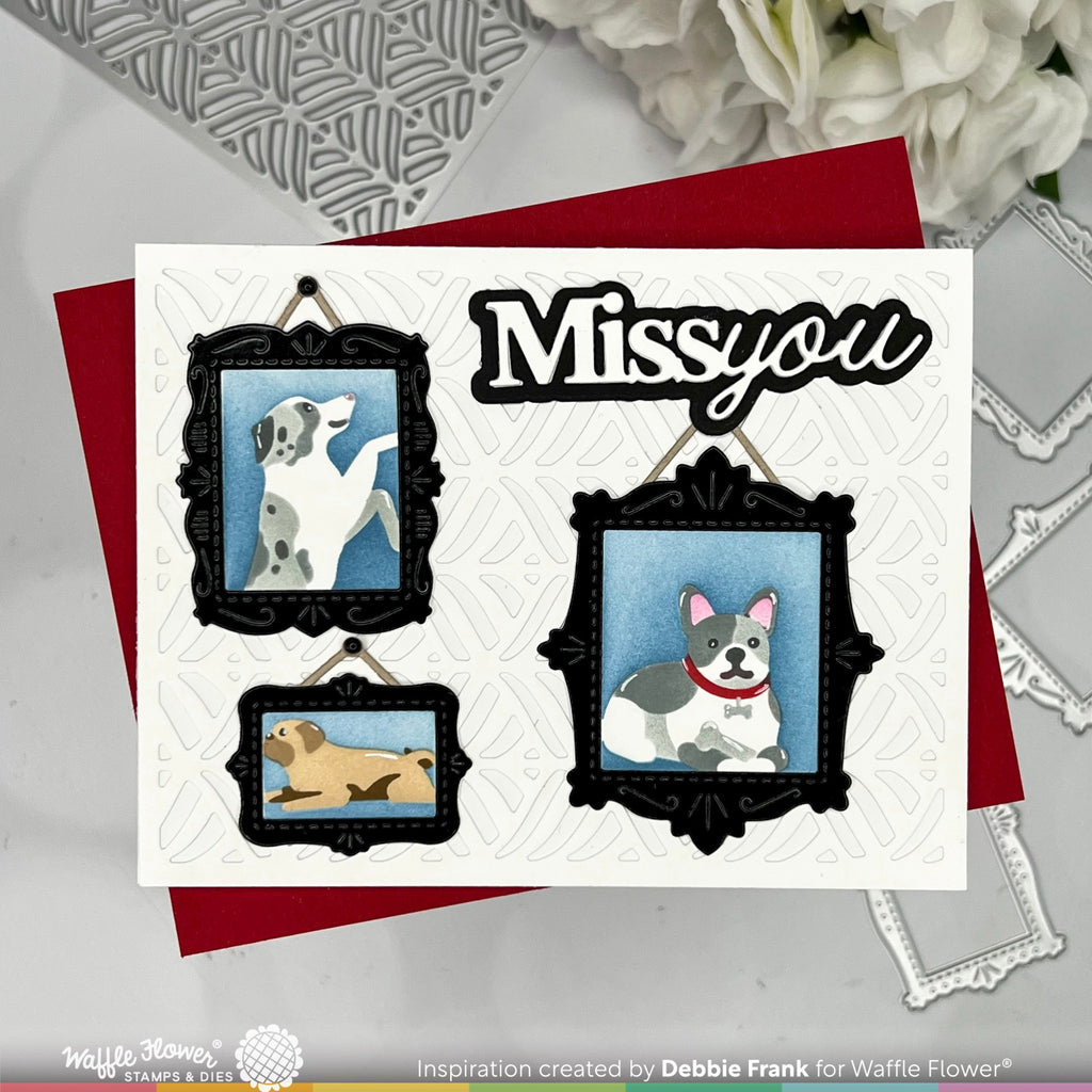 Waffle Flower Happy Leaves Panel and Texture Die Set cute pups