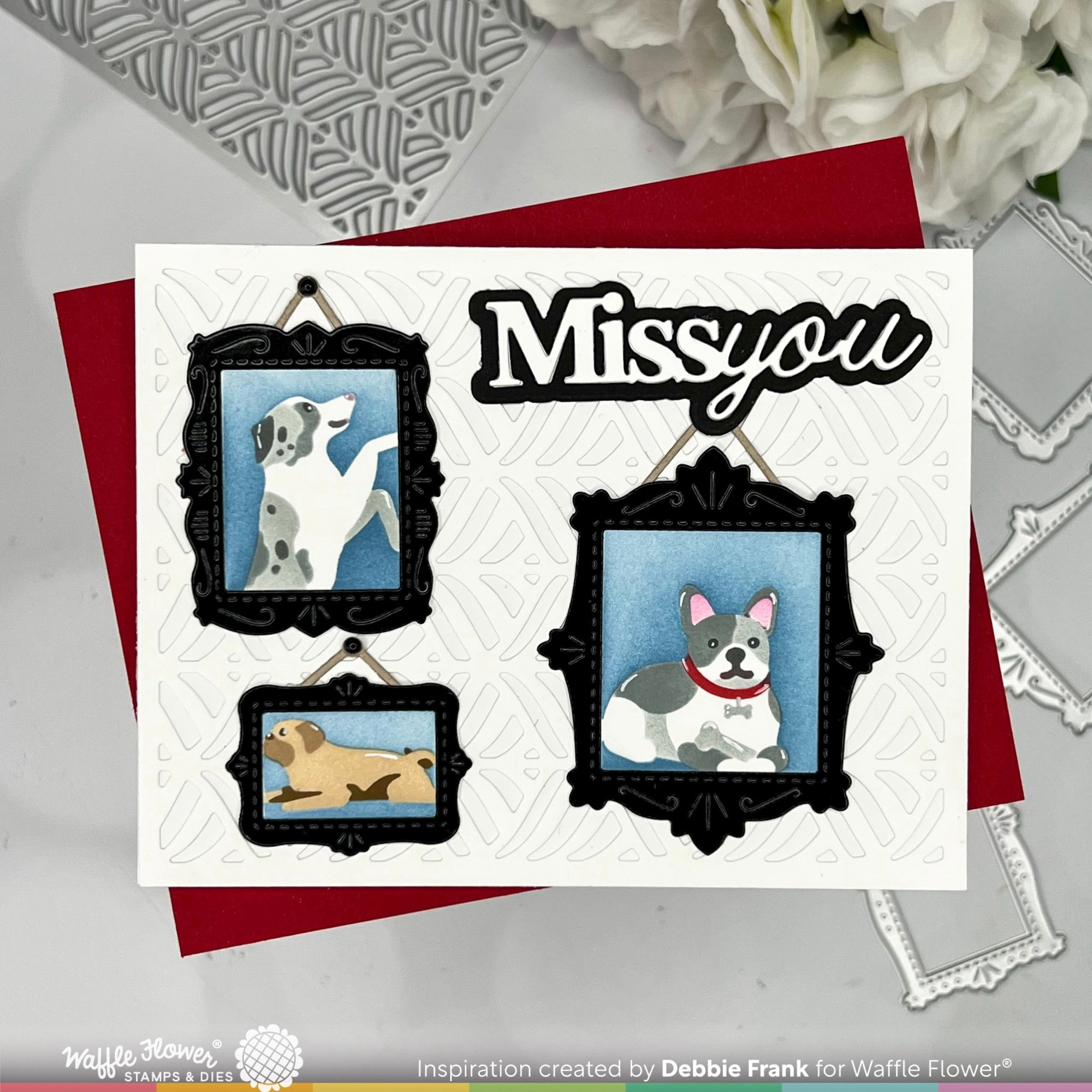 Waffle Flower Happy Leaves Panel and Texture Die Set cute pups