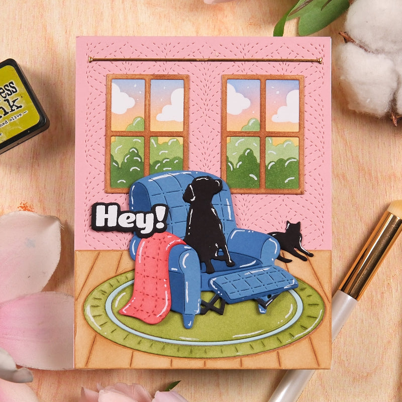 Waffle Flower Happy Leaves Panel and Texture Die Set dog
