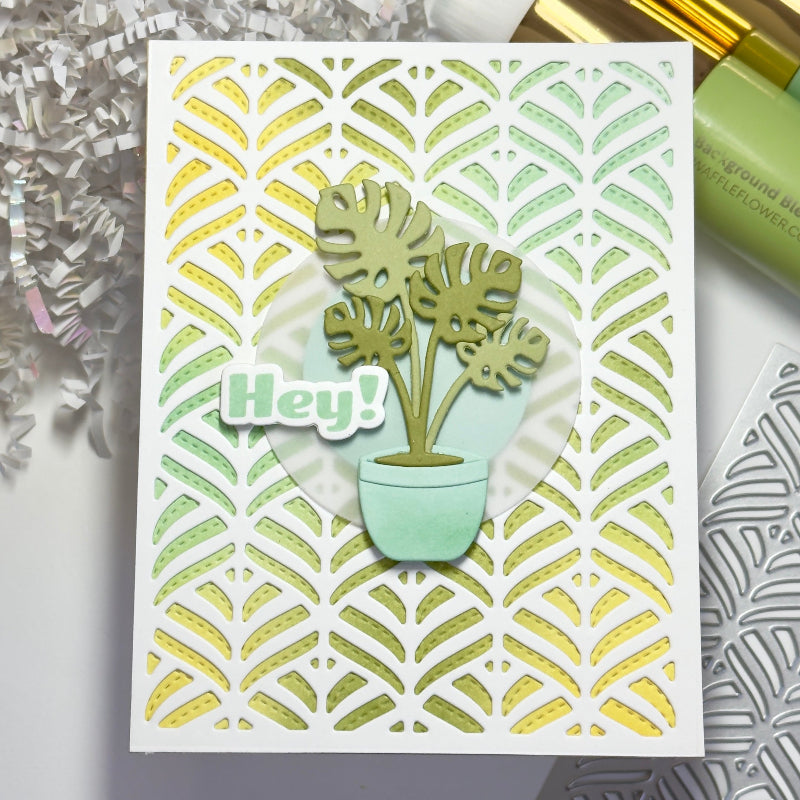Waffle Flower Happy Leaves Panel and Texture Die Set palm