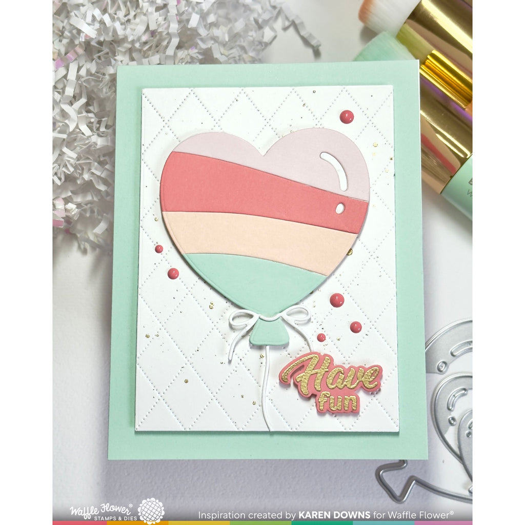 Waffle Flower Heart Balloons Dies 422572 have fun card