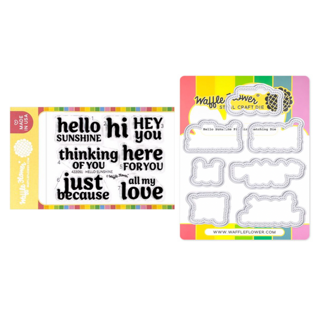 Waffle Flower Hello Sunshine Sentiments Claer Stamp and Die Set