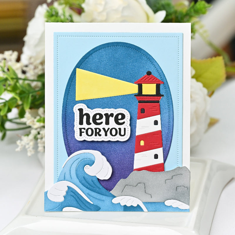 Waffle Flower Hello Sunshine Sentiments Claer Stamp and Die Set waves