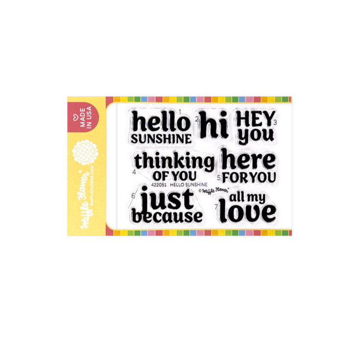 Waffle Flower Hello Sunshine Sentiments Clear Stamps 422051