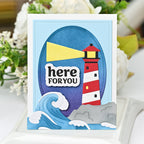 Waffle Flower Hello Sunshine Sentiments Clear Stamps 422051 lighthouse