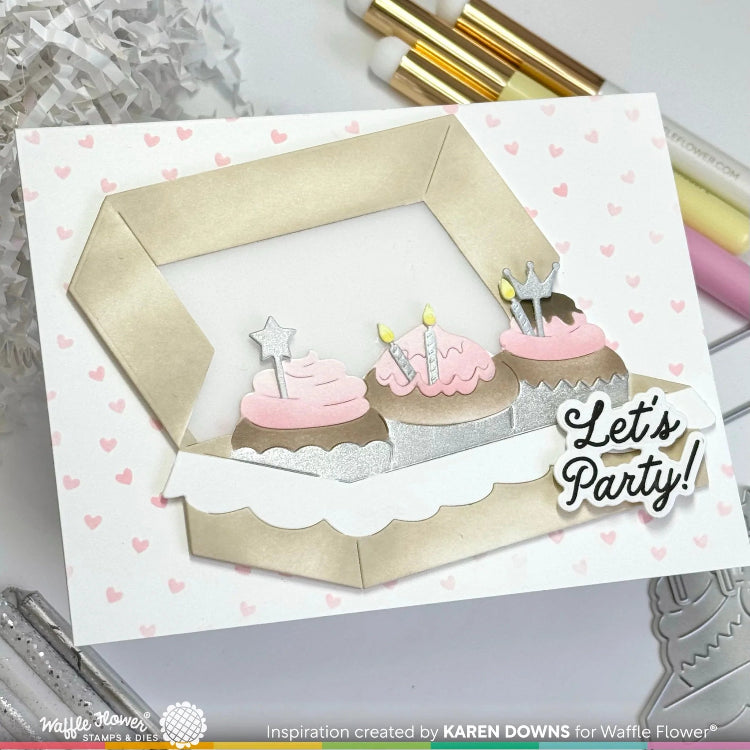 Waffle Flower Hey Cupcake Sentiments Clear Stamp and Die Set wfc1951 let's party