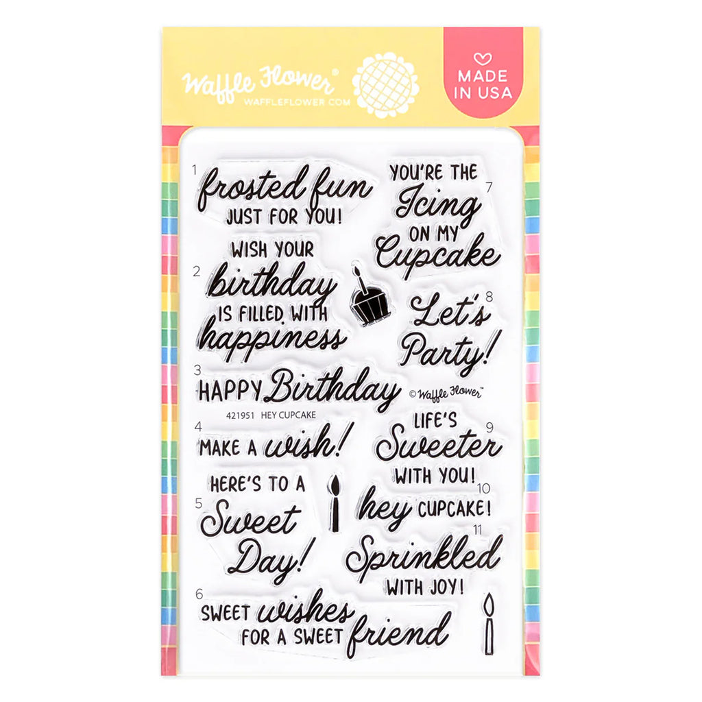 Waffle Flower Hey Cupcake Sentiments Clear Stamp and Die Set wfc1951 product image 1