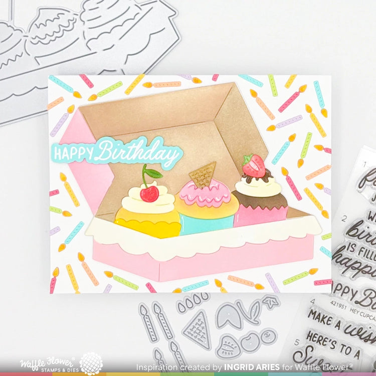 Waffle Flower Hey Cupcake Sentiments Clear Stamps 421951 happy birthday