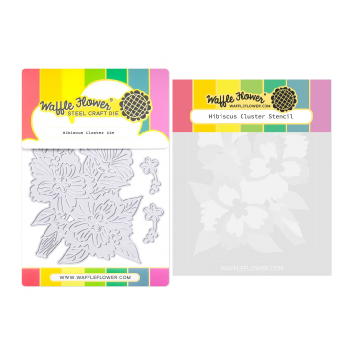 Waffle Flower Hibiscus Cluster Die and Stencil Set