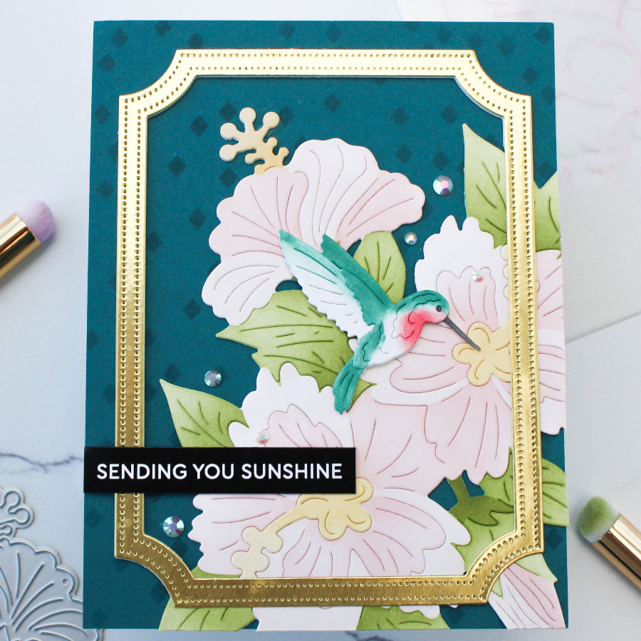 Waffle Flower Hibiscus Cluster Die and Stencil Set sunshine