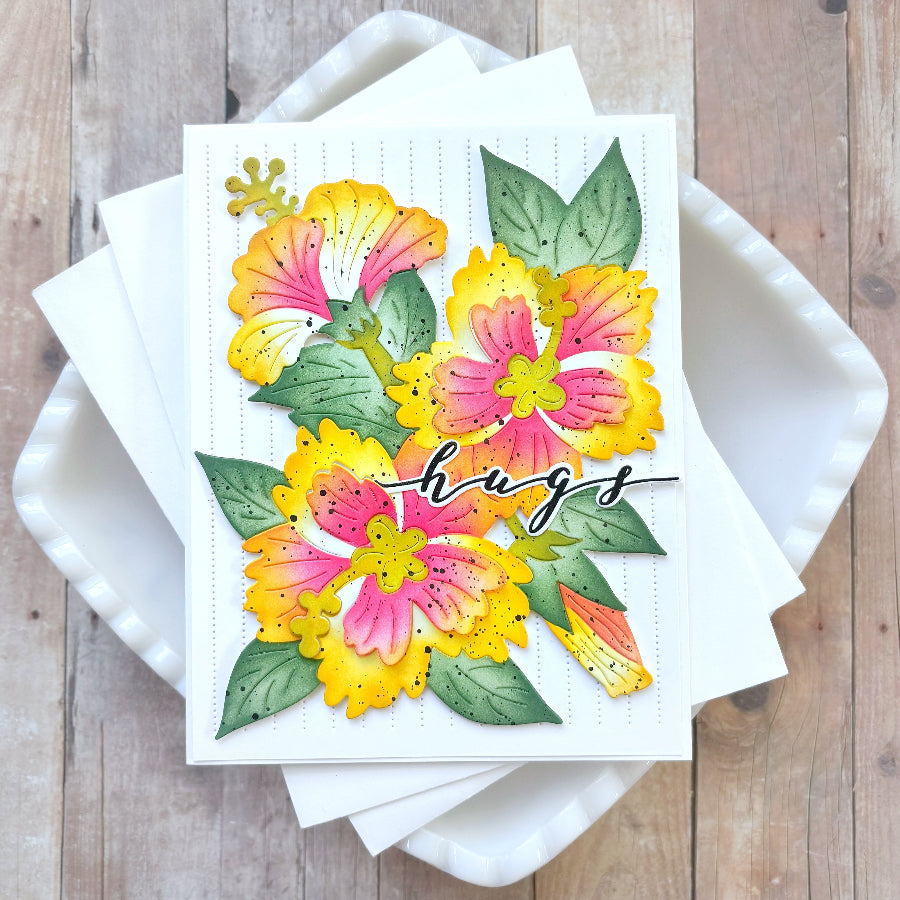 Waffle Flower Hibiscus Cluster Die and Stencil Set yellow