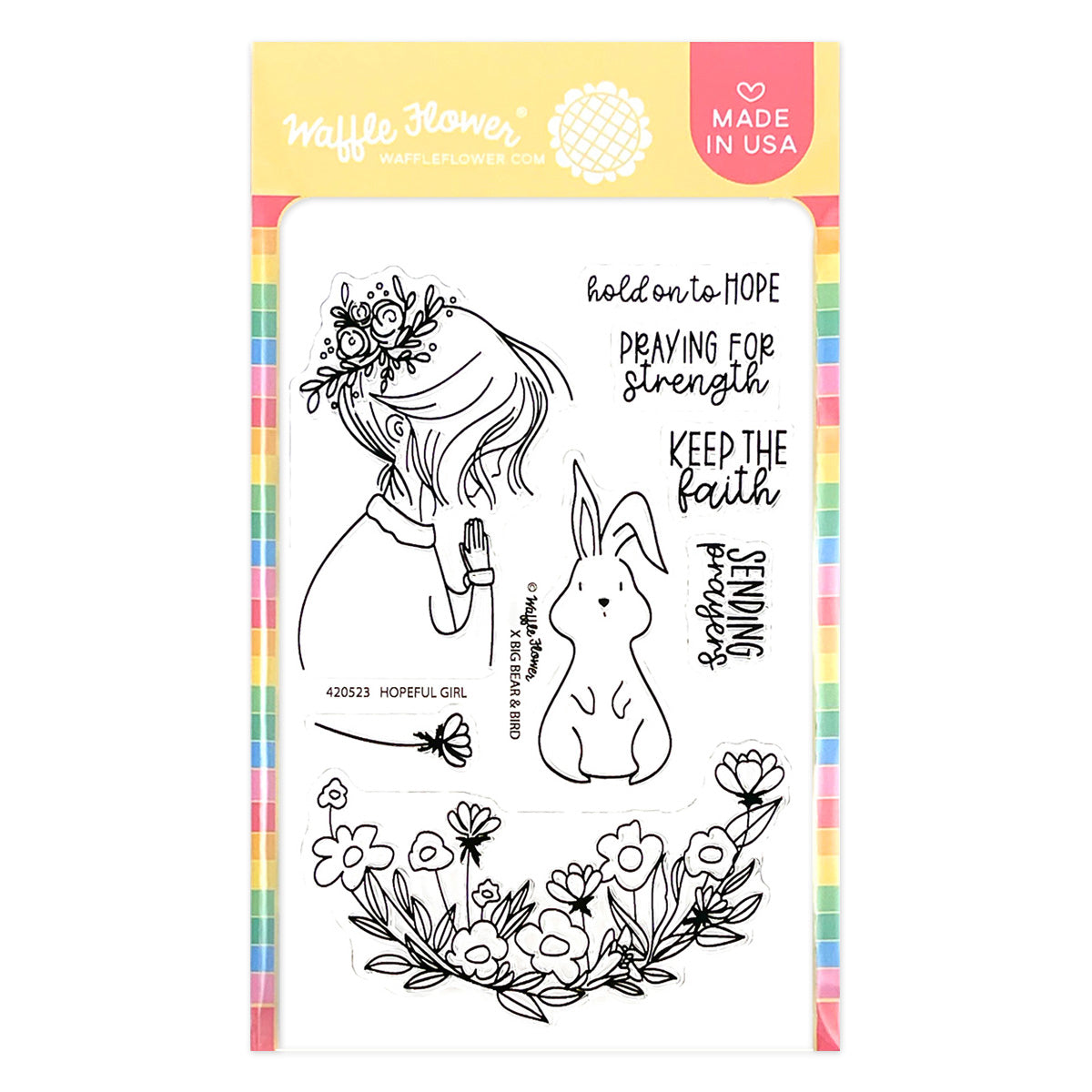 Waffle Flower Hopeful Girl Clear Stamp and Die Set clear