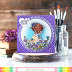 Waffle Flower Hopeful Girl Clear Stamp and Die Set purple