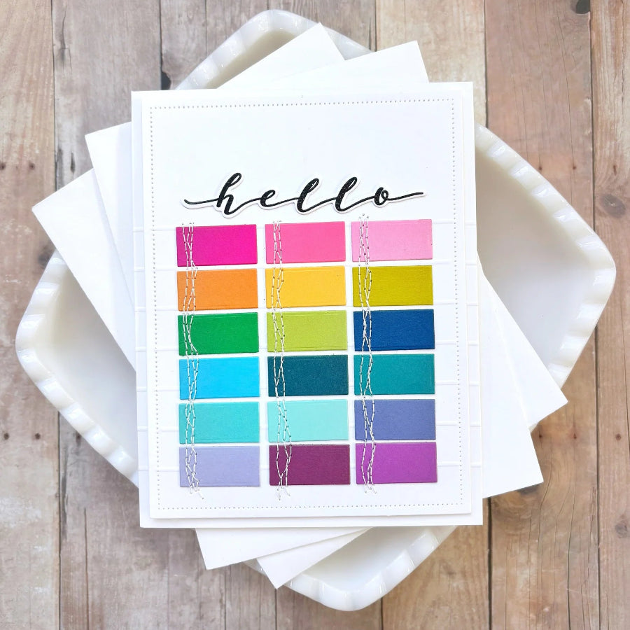 Waffle Flower Ink Swatch 1 x 0.5 Die and Stencil Set hello