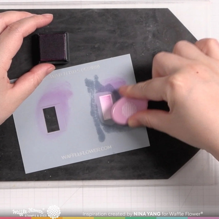 Waffle Flower Ink Swatch 1 x 0.5 Stencil 422189 how to use