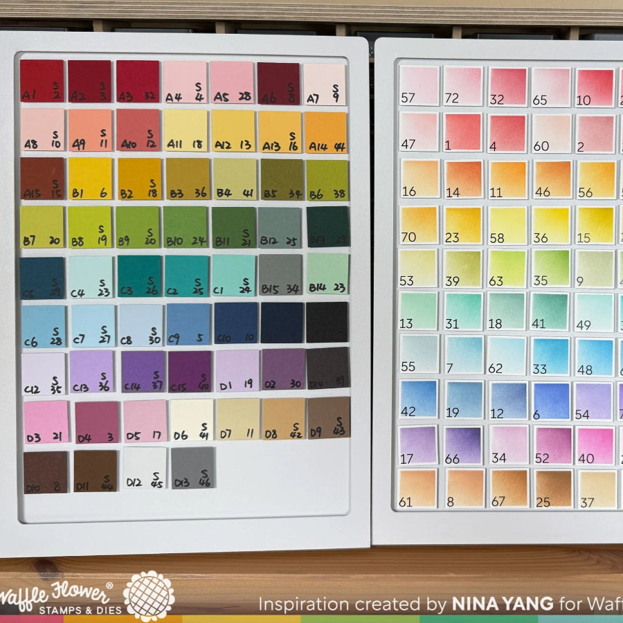 Waffle Flower Ink Swatch 1 x 1 Die and Stencil Set colors