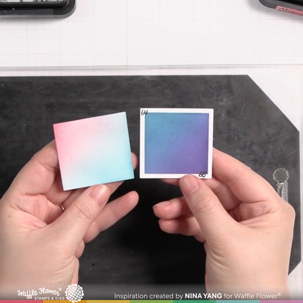 Waffle Flower Ink Swatch 2 x 2 Die and Stencil Set colors