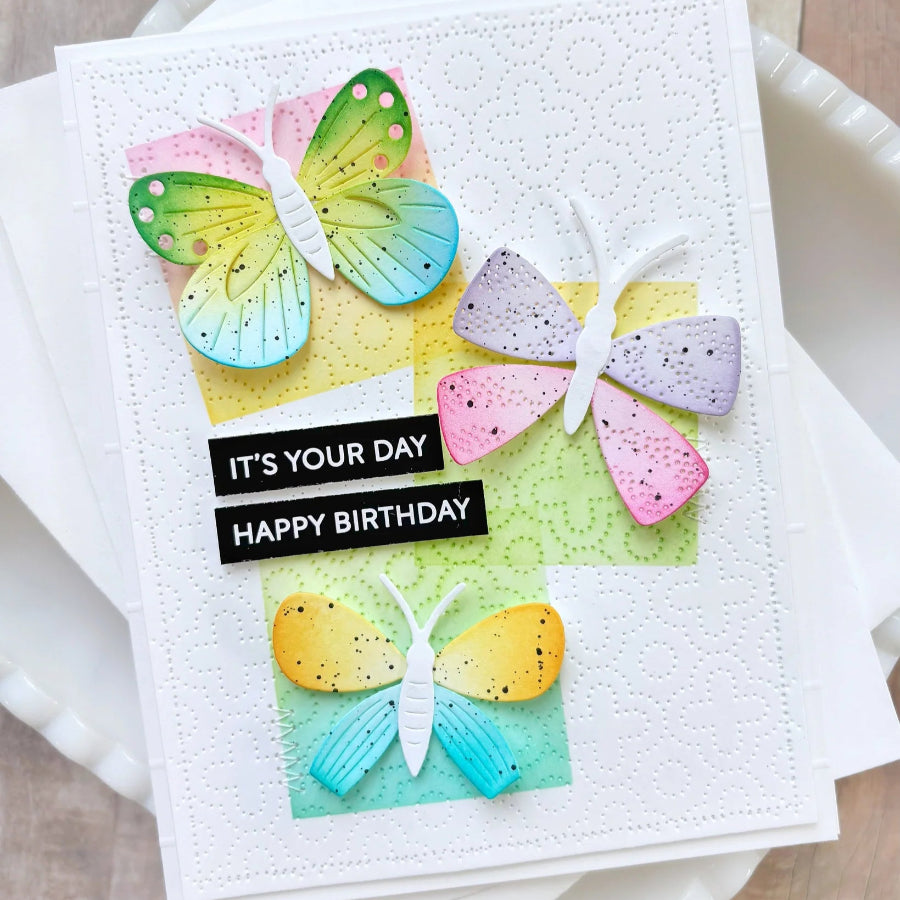 Waffle Flower Ink Swatch 2 x 2 Stencil 422185 happy birthday