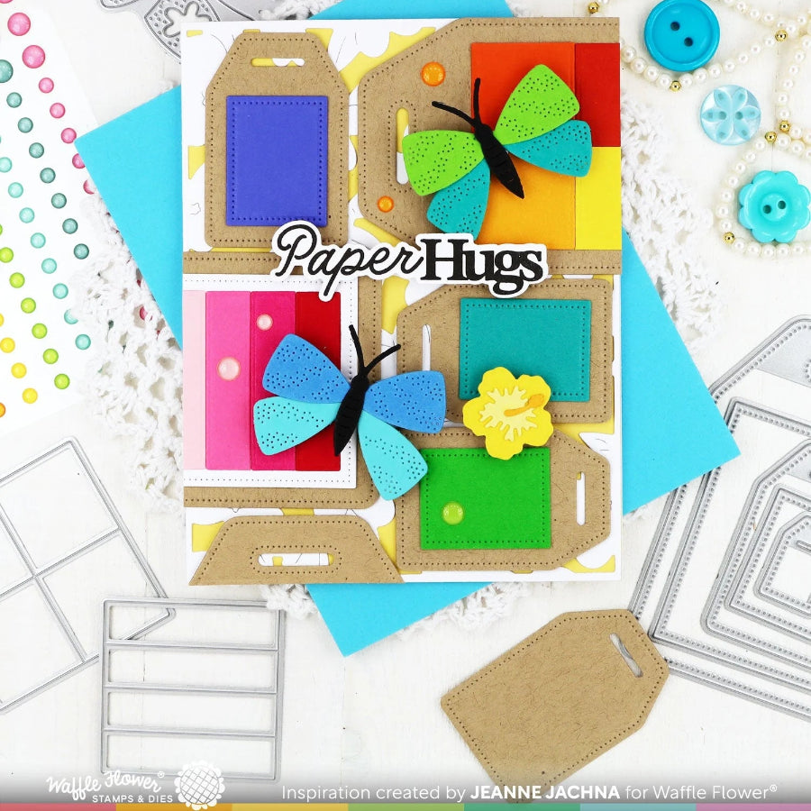 Waffle Flower Ink Swatch Label Die 422182 butterflies