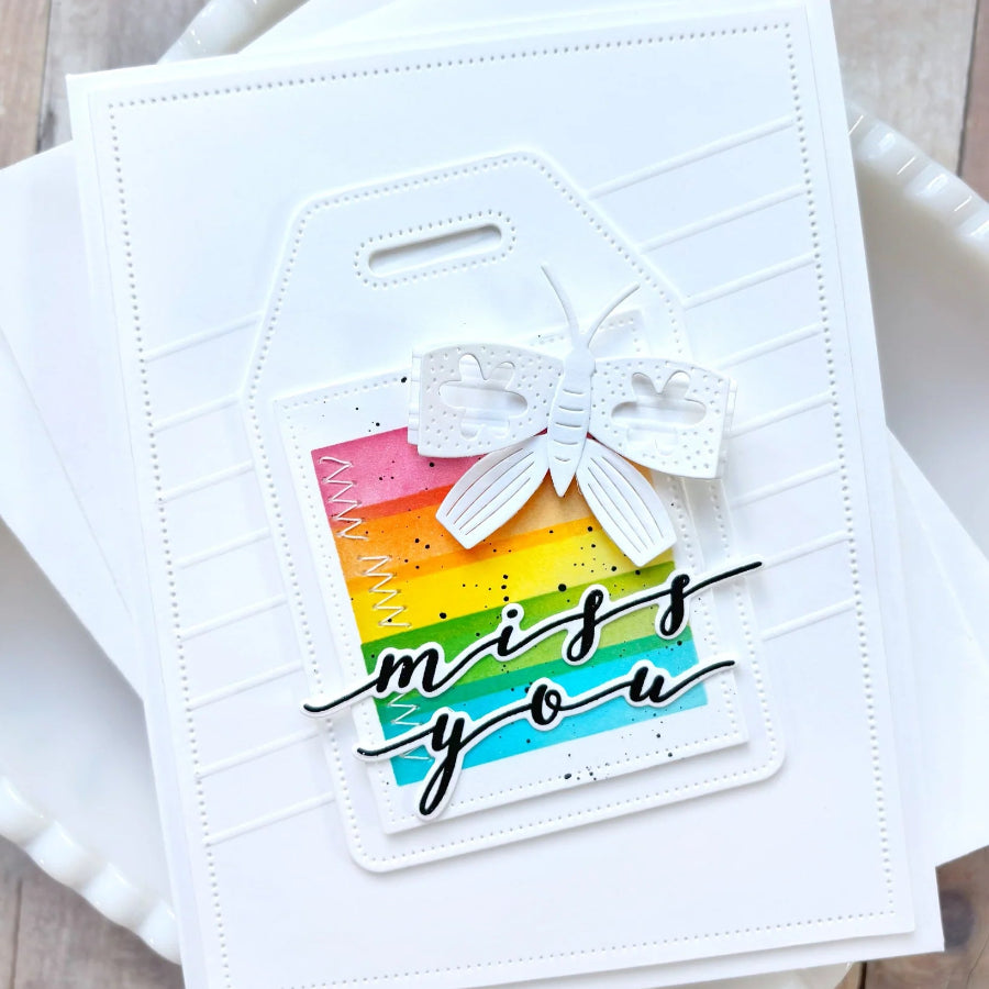 Waffle Flower Ink Swatch Label Die 422182 miss you