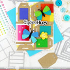Waffle Flower Ink Swatch Label Die and Stencil Set butterflies
