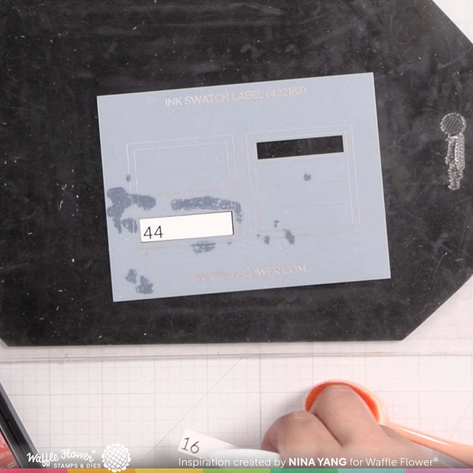 Waffle Flower Ink Swatch Label Die and Stencil Set number