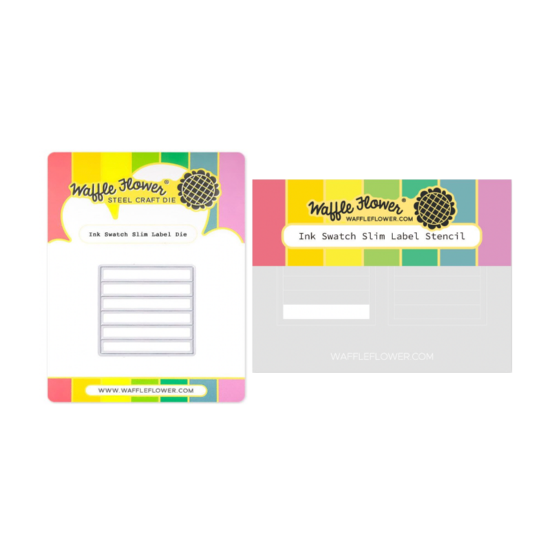 Waffle Flower Ink Swatch Slim Label Die and Stencil Set