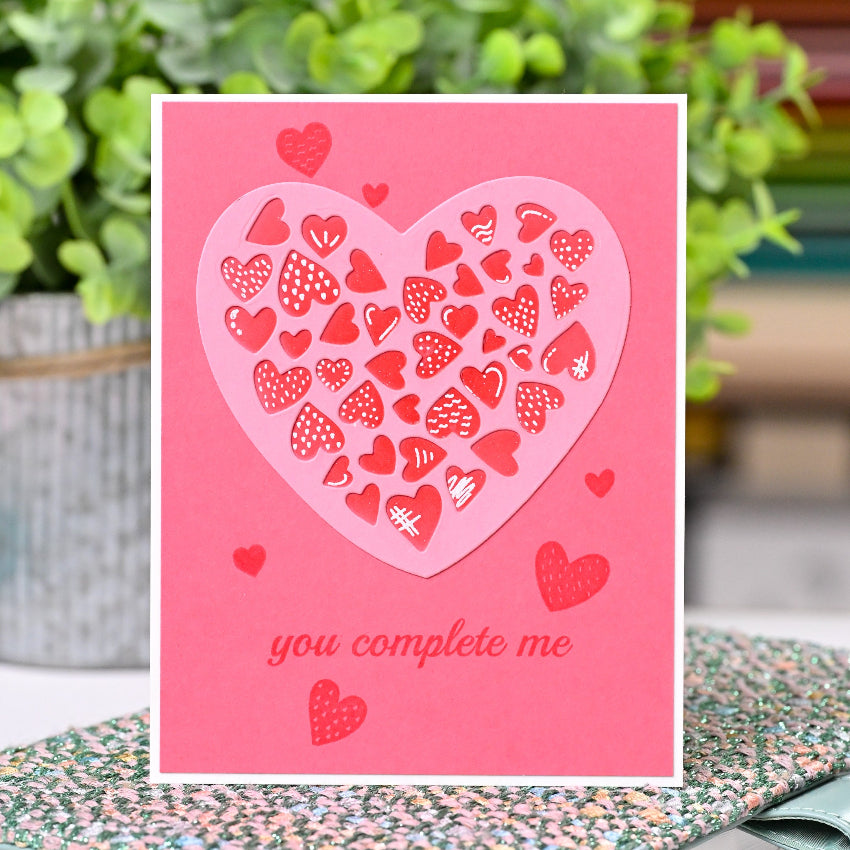 Waffle Flower Inlaid Hearts Detail Clear Stamps 422319 red