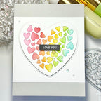 Waffle Flower Inlaid Hearts Die-n-stencil 422318 rainbow