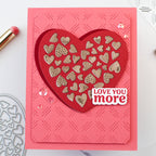 Waffle Flower Inlaid Hearts Die-n-stencil and Inlaid Hearts Detail Clear Stamp Set love you