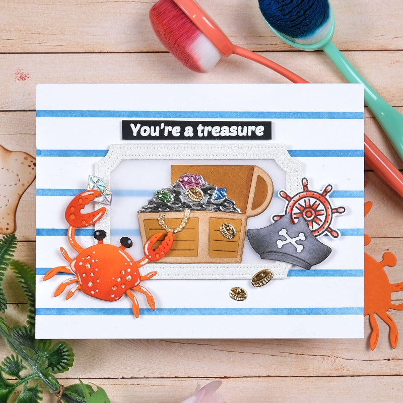 Waffle Flower Inquisitive Pirate Add-On Dies 422082 treasure