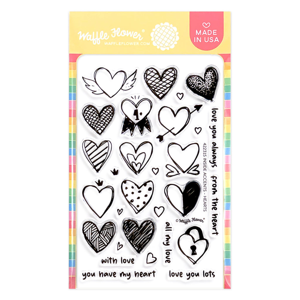 Waffle Flower Inside Accents Hearts Clear Stamps 422315
