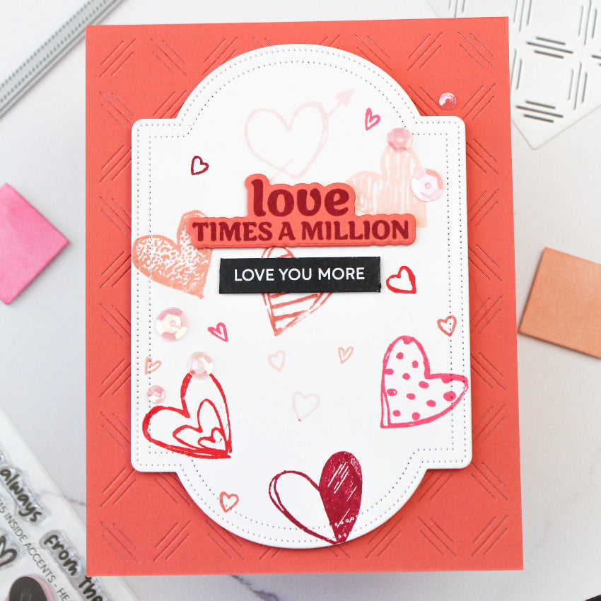 Waffle Flower Inside Accents Hearts Clear Stamps 422315 orange