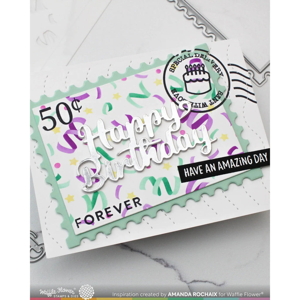 Waffle Flower Inside Sentiments Birthday 2 Clear Stamps 421351 postage stamp