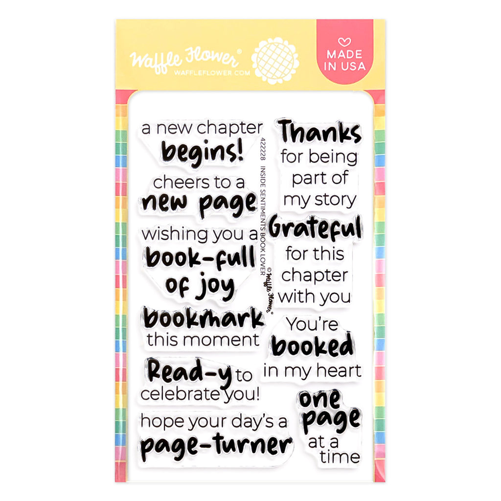 Waffle Flower Inside Sentiments Book Lover Clear Stamps 422228