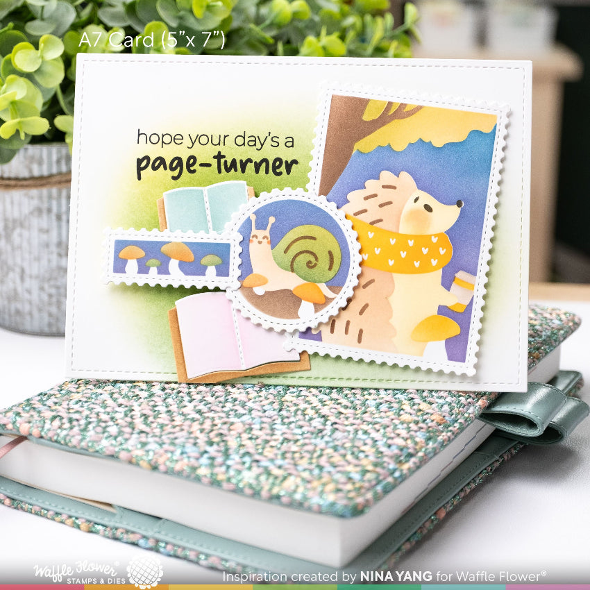Waffle Flower Inside Sentiments Book Lover Clear Stamps 422228 mushrooms