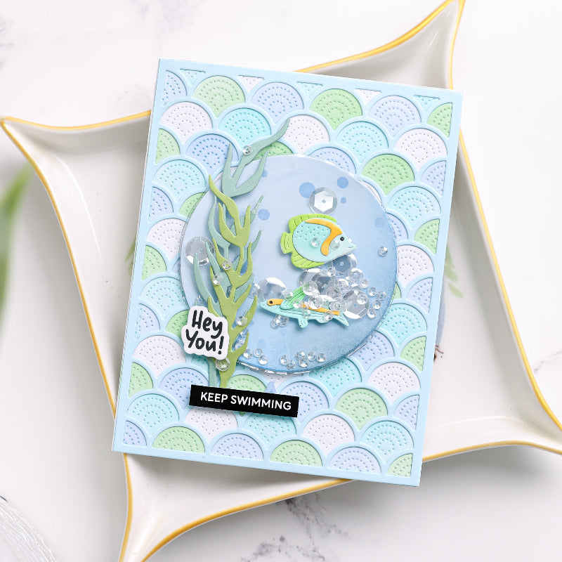 Waffle Flower Jolly Wave Panel Die 422115 blue fish