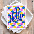 Waffle Flower Jolly Wave Texture Die Panel Die and Stencil Set hello