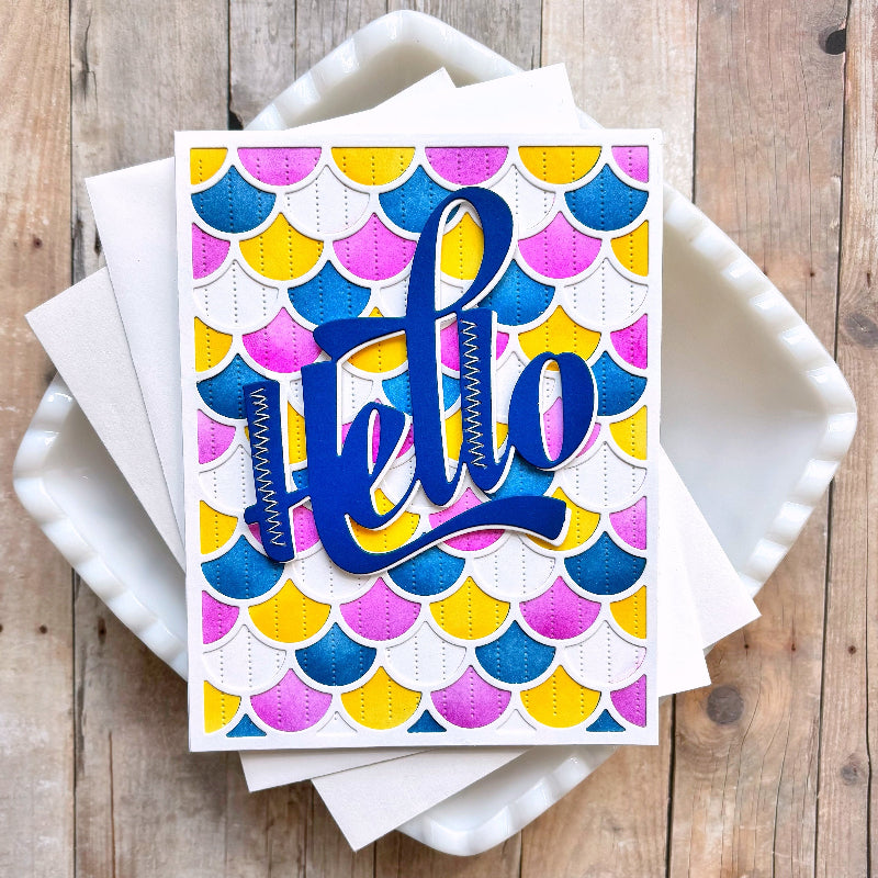 Waffle Flower Jolly Wave Texture Die Panel Die and Stencil Set hello