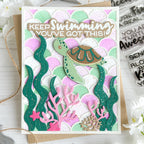 Waffle Flower Jolly Wave Texture Die Panel Die and Stencil Set sea turtle