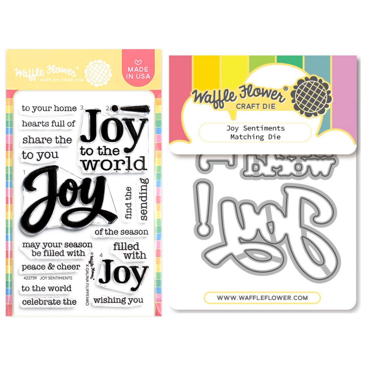 Waffle Flower Joy Sentiments Clear Stamp and Die Set
