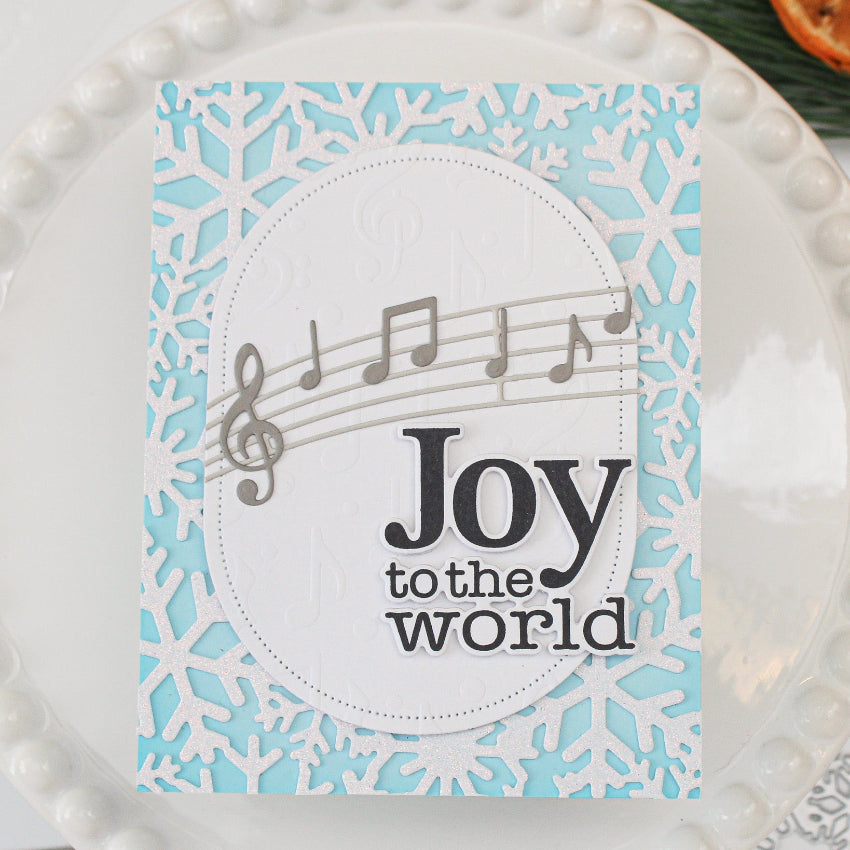 Waffle Flower Joy Sentiments Matching Dies 422740 snowflakes background card