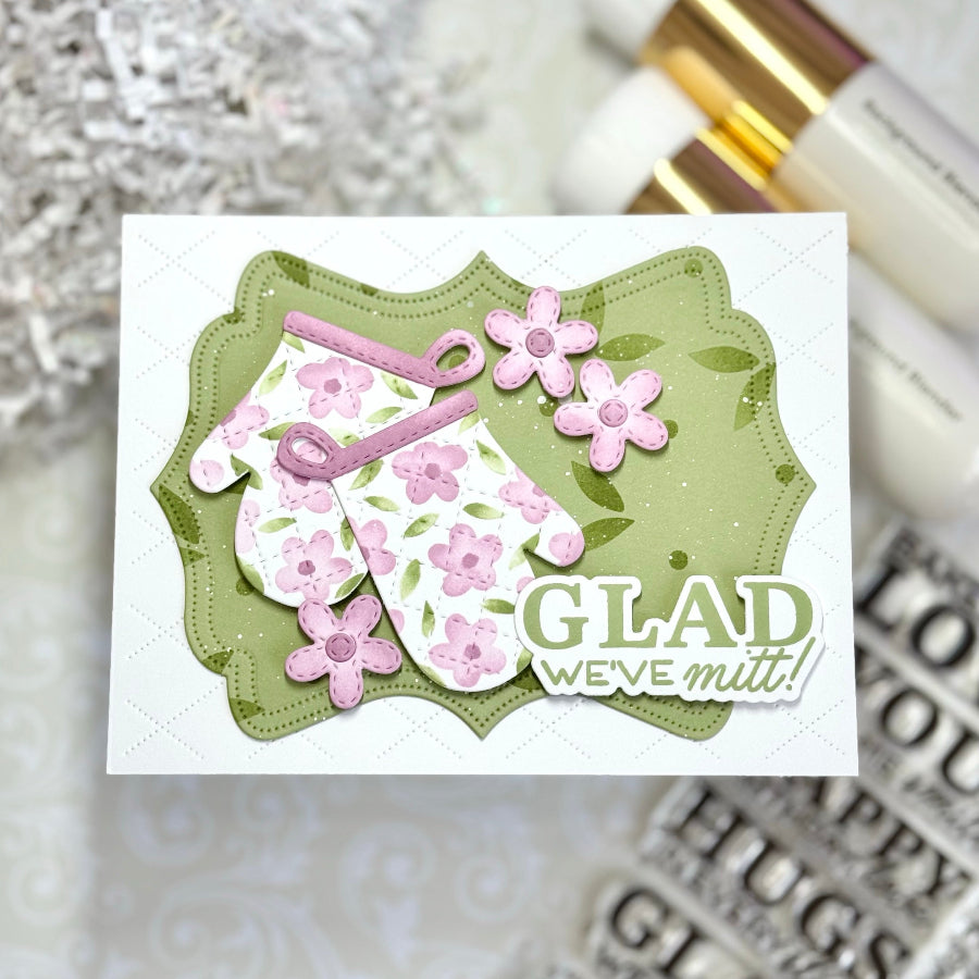 Waffle Flower Just Mitts Dies 422306 green background