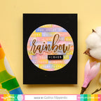 Waffle Flower Label Maker Rainbow Clear Stamp and Die Set circle