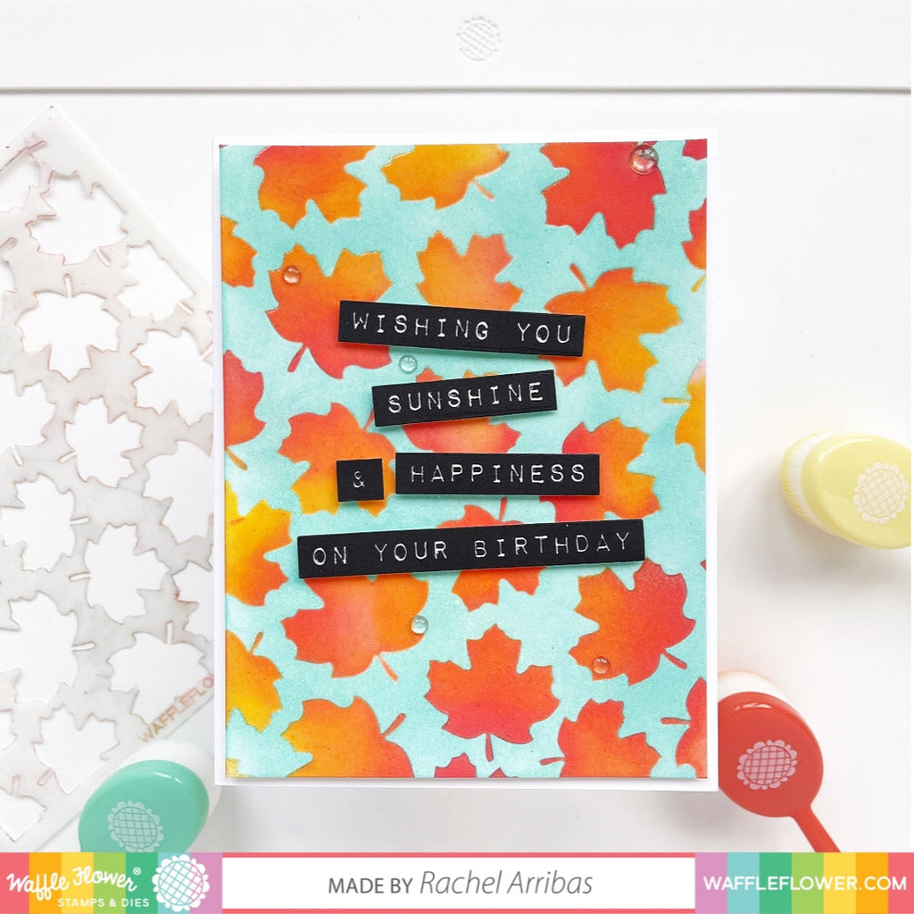 Waffle Flower Label Maker Rainbow Clear Stamps 420717 leaf
