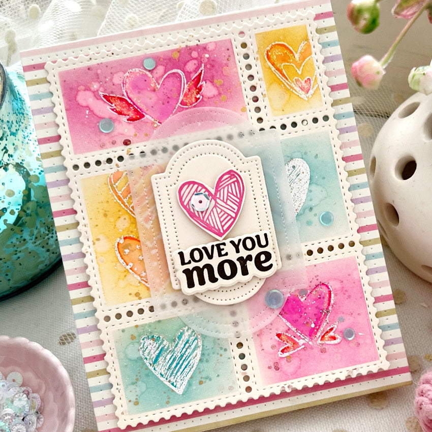 Waffle Flower Love You More Sentiments Clear Stamps 422301 hearts
